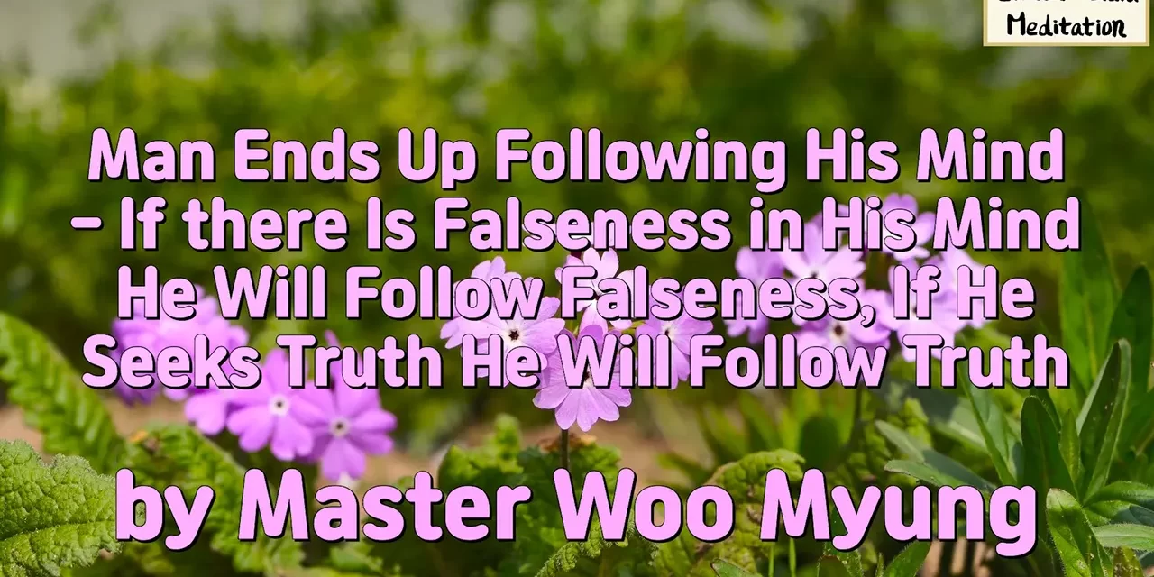 🌏 MAN ENDS UP FOLLOWING HIS MIND – IF THERE IS FALSENESS IN HIS MIND HE WILL FOLLOW FALSENESS, IF HE SEEKS TRUTH HE WILL FOLLOW TRUTH | MASTER WOO MYUNG | SANTA CLARA MEDITATION
