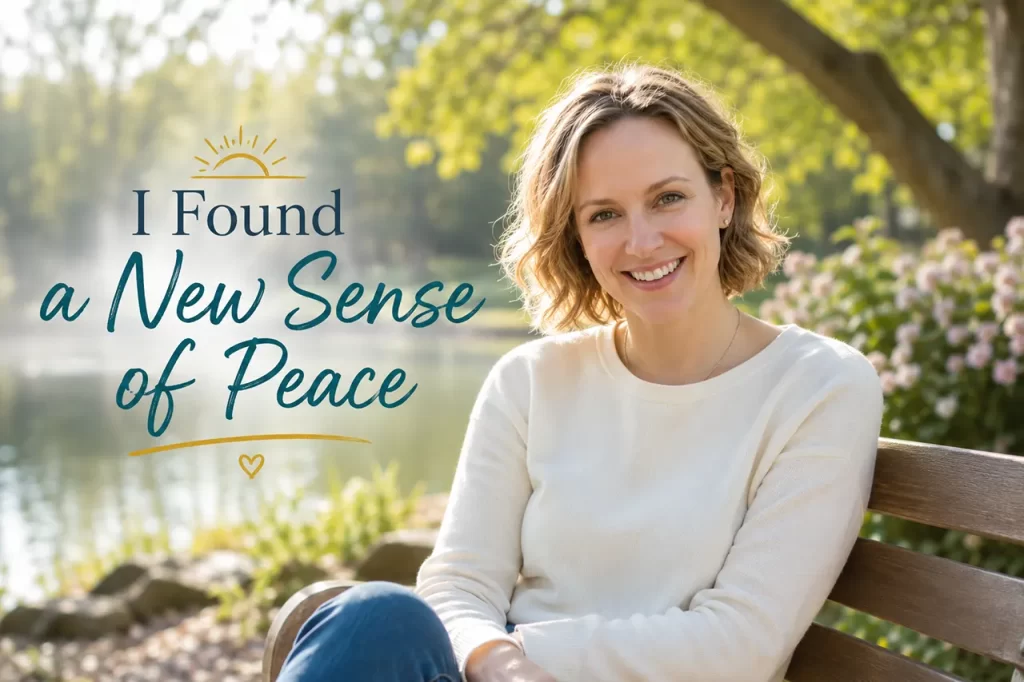 Woman finding inner peace gratitude emotional freedom and connection through Master Woo Myung meditation at Santa Clara Meditation