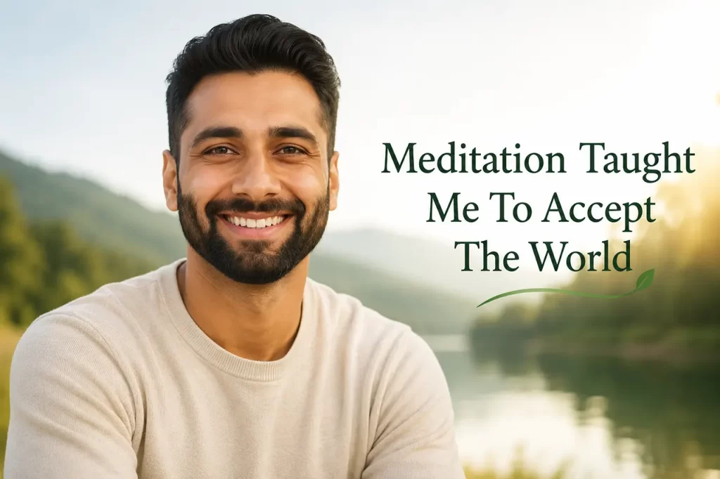 Man learning acceptance inner peace and letting go of expectations through Master Woo Myung meditation at Santa Clara Meditation
