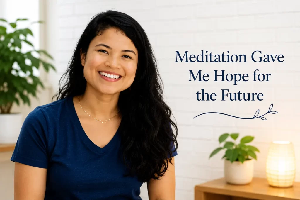Young woman finding hope for the future and discovering her true self through Master Woo Myung meditation at Santa Clara Meditation