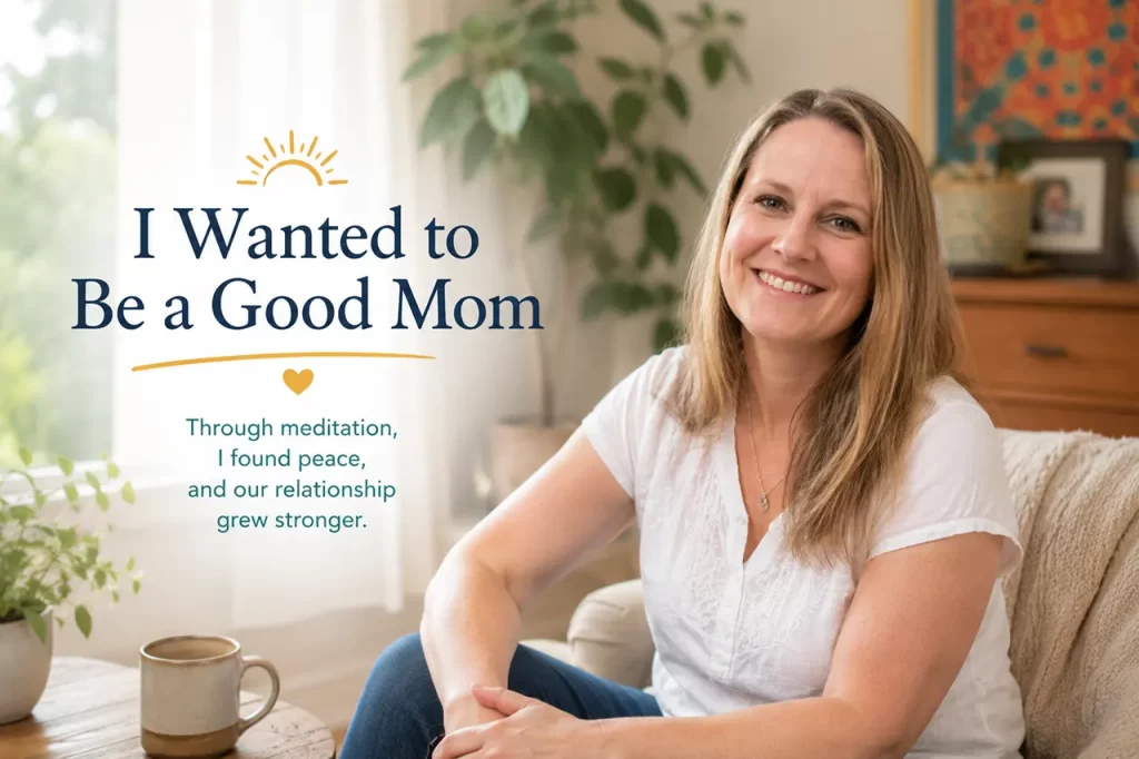 Mother improving relationship with children and reducing parenting stress through Master Woo Myung meditation at Santa Clara Meditation