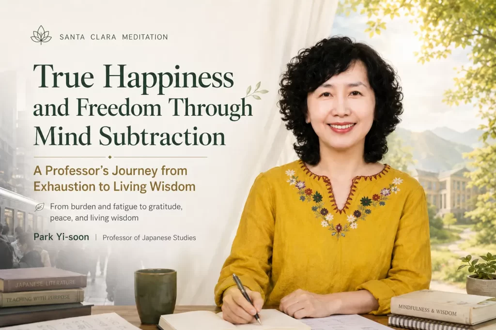 A woman smiling peacefully, experiencing true happiness and freedom after letting go of her mental burdens