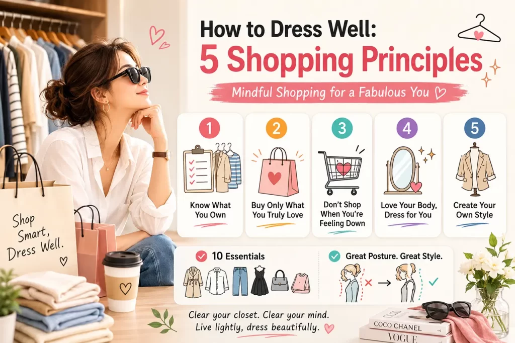 A confident woman showcasing personal style built on mindful shopping principles