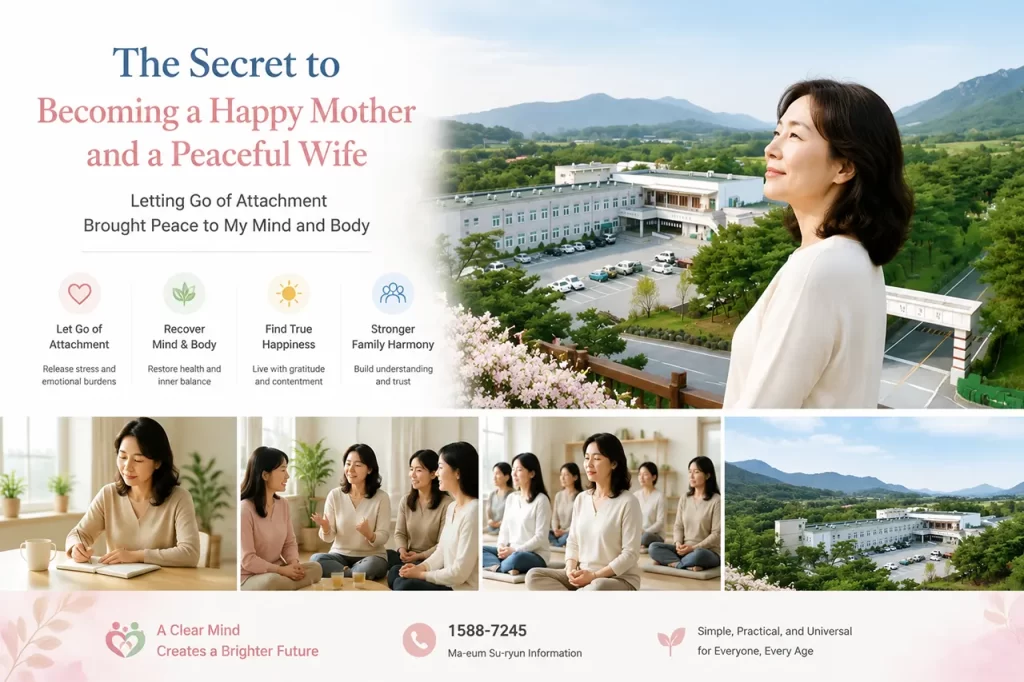 Mother finding peace happiness and stronger family relationships through meditation and self-reflection