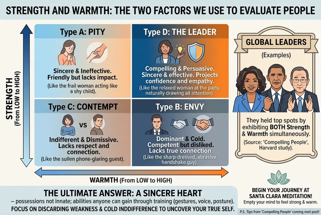 A matrix showing the balance of strength and warmth for effective leadership and human connection