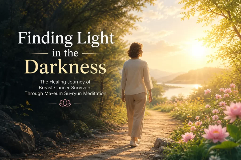 Breast cancer survivor experiencing hope healing and emotional transformation through Ma-eum Su-ryun meditation