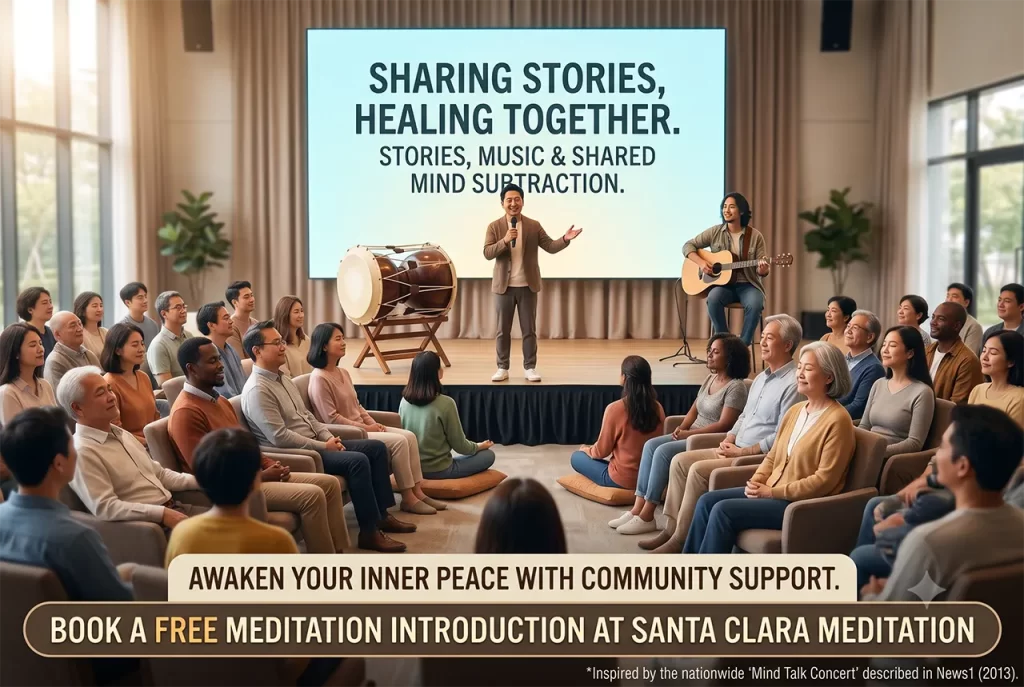 A vibrant community gathering together to experience mind healing and stress relief