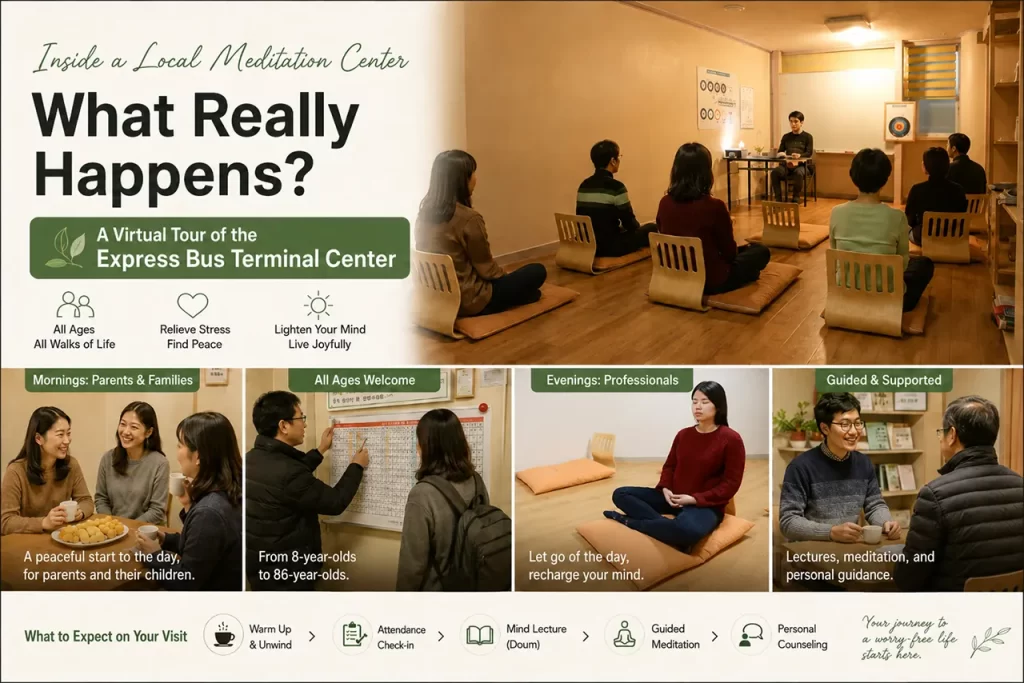 A welcoming and peaceful local meditation center where people of all ages come to clear their minds
