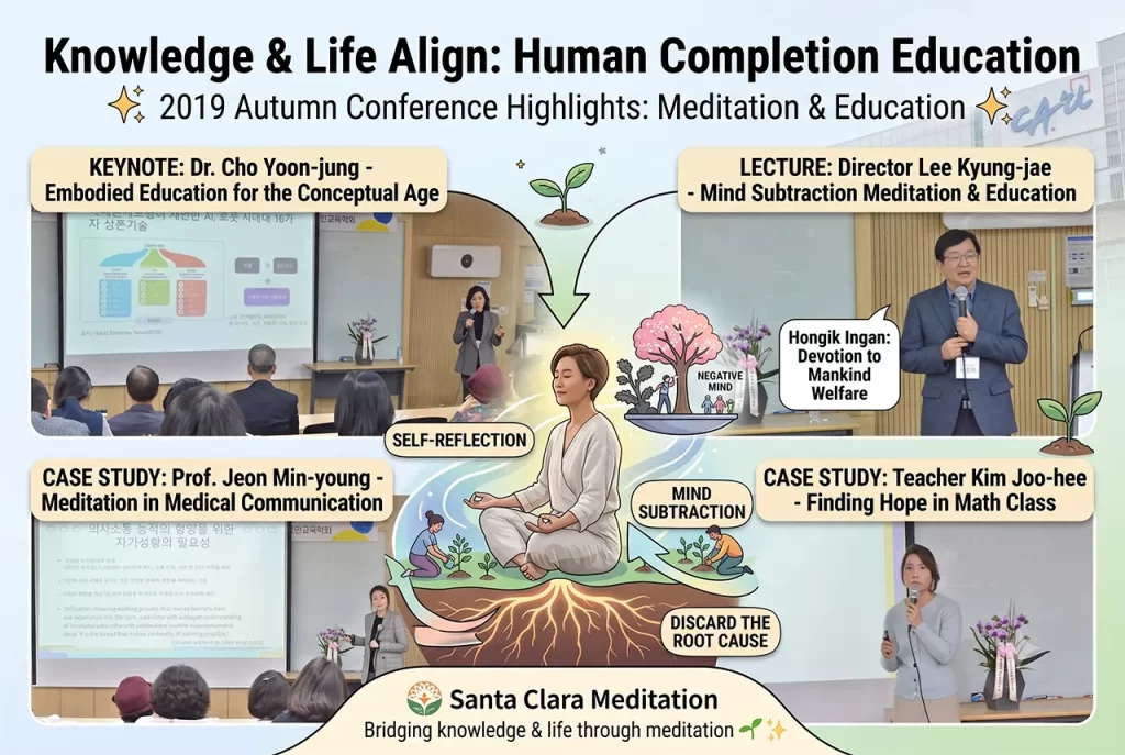 Dr. Cho Yoon-jung delivering the keynote speech on Human Completion Education at the 2019 Autumn Conference