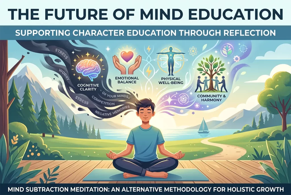 Students practicing Mind Subtraction meditation to foster true character education and self-reflection