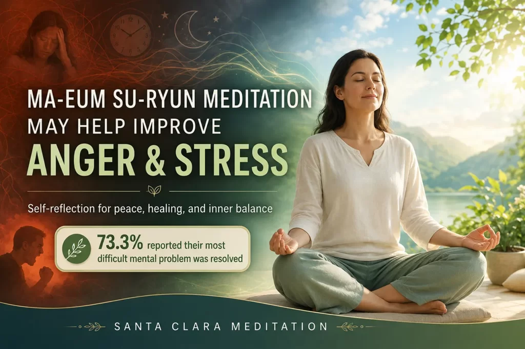 A peaceful person practicing Ma-eum Su-ryun meditation for anger relief, stress management, and emotional healing