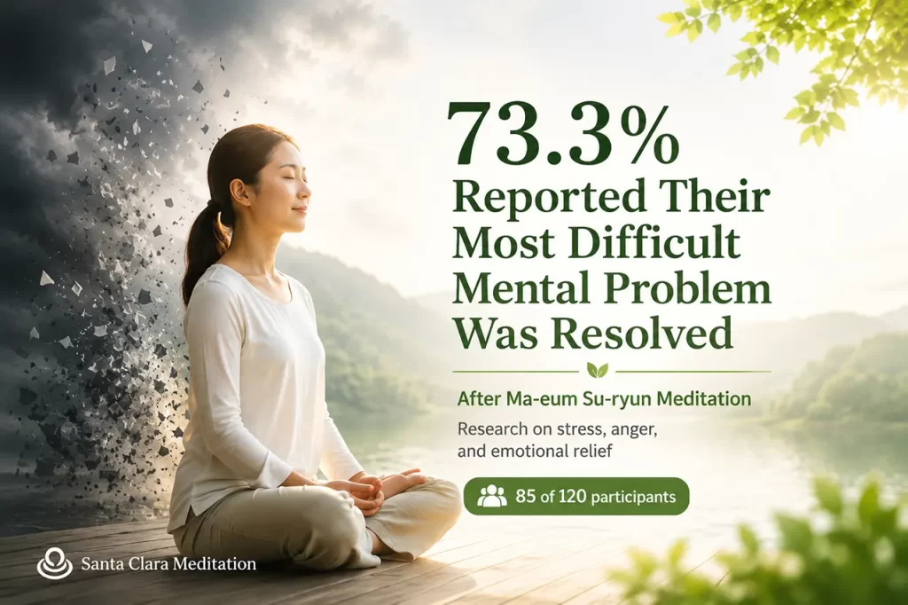 A peaceful person practicing Ma-eum Su-ryun meditation for anger relief, stress management, and emotional healing