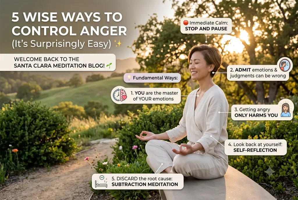 A peaceful person taking a deep breath and successfully controlling their anger