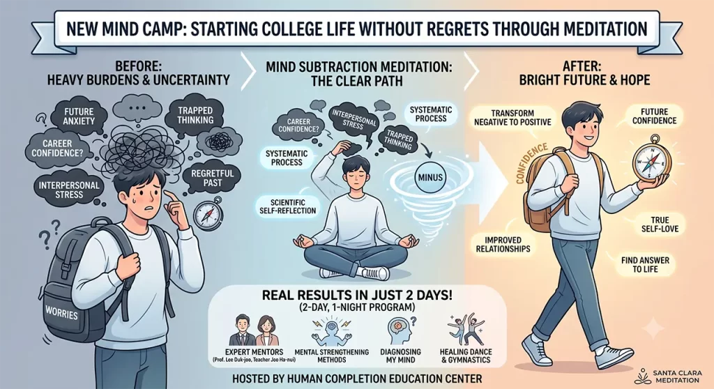College students participating in the New Mind Camp to overcome anxiety and navigate their future through mind subtraction meditation