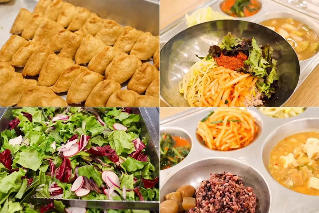 A healthy and delicious detox juice and meal prepared with care by the meditation center staff