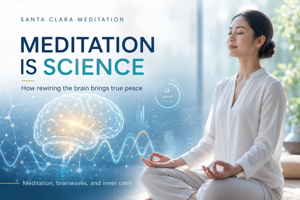 Glowing neural pathways in the human brain illustrating neuroplasticity and the scientific effects of meditation
