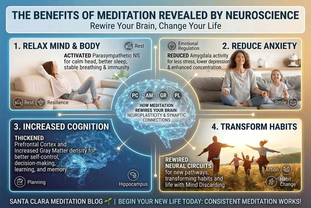 A peaceful person meditating, activating the parasympathetic nervous system for deep relaxation and stress relief