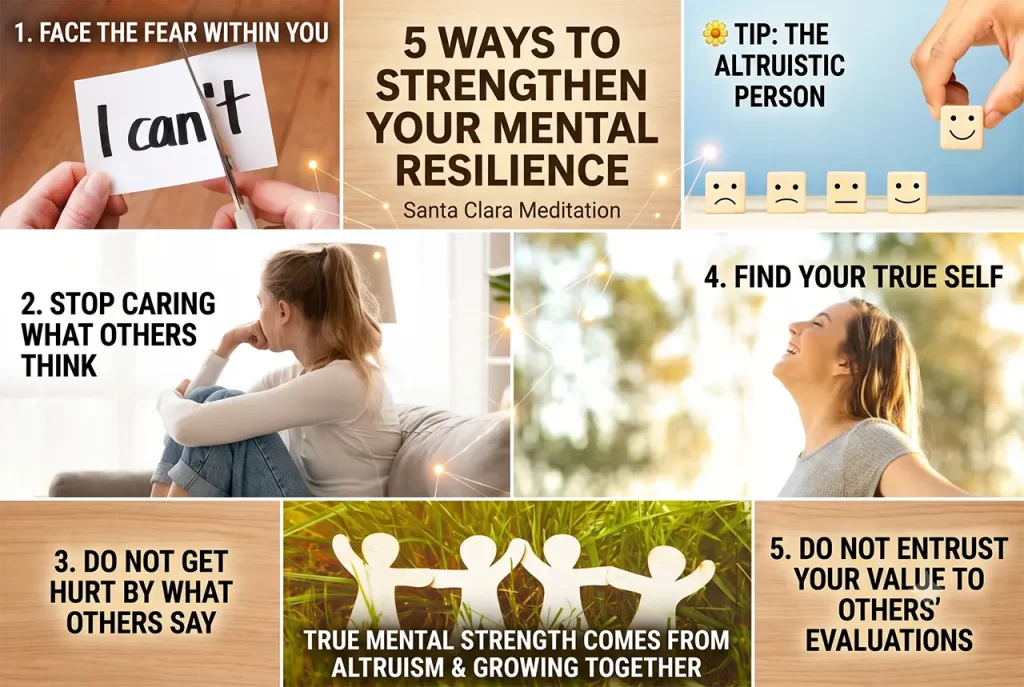 Someone practicing Mind Subtraction meditation to reflect on their true self and build unshakeable mental resilience