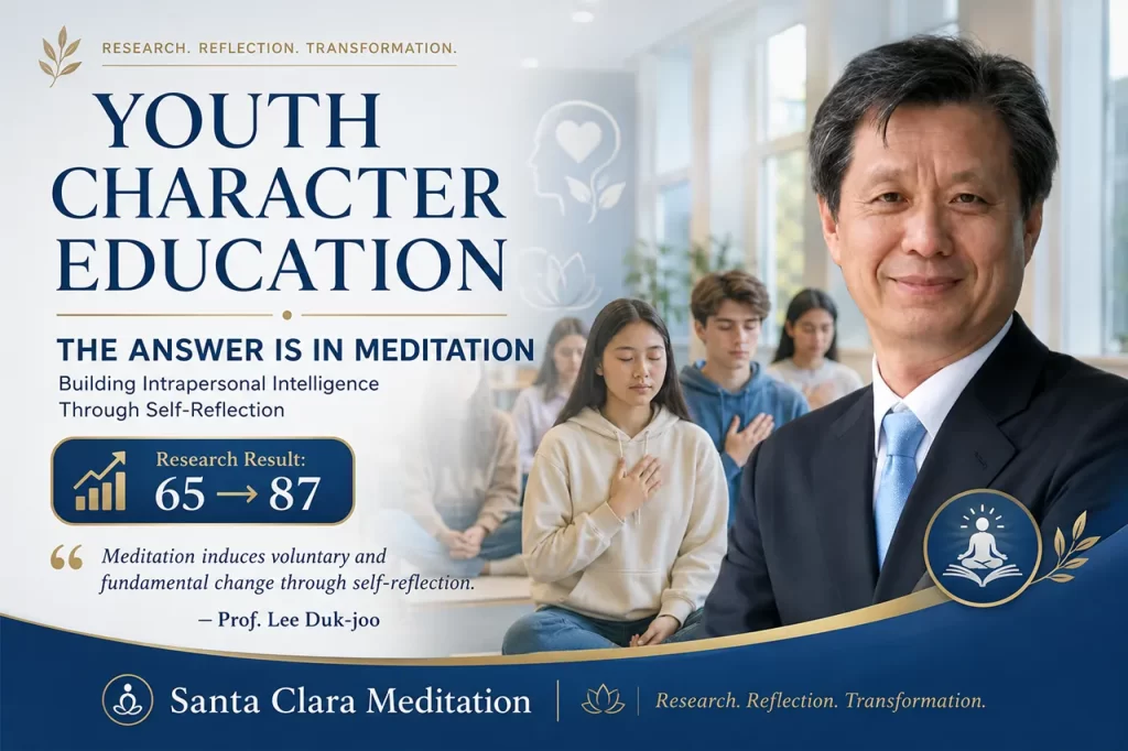 Youth students meditating to improve intrapersonal intelligence and character