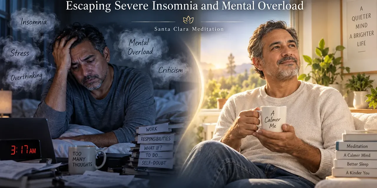 💤 “My Brain Was Operating 24 Hours a Day” — Escaping Severe Insomnia and Mental Overload | Santa Clara Meditation